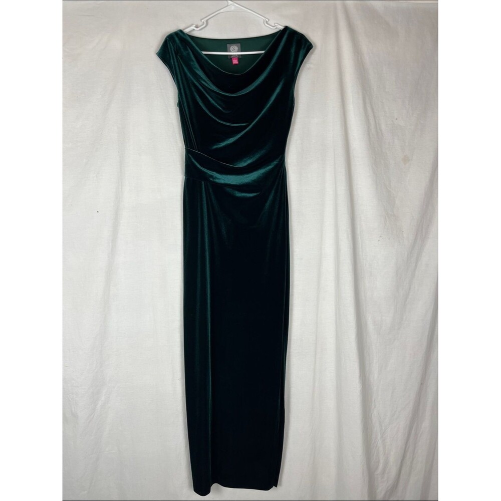 Vince Camuto Emerald Green Velvet Cowl Neck Maxi Dress